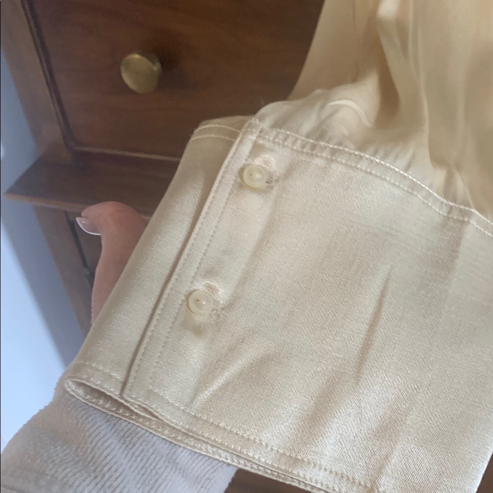 Zara Cream Long Sleeve Button Down Shirt - Picture 3 of 4